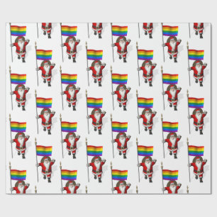 Santa Claus mit Regenbogenflagge Geschenkpapier
