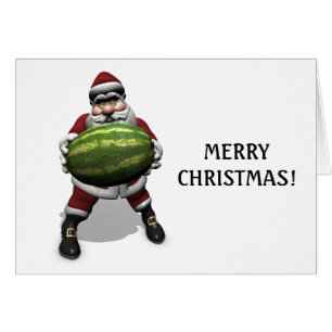 Santa Claus mit riesiger Wassermelone