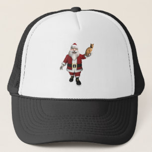 Santa Claus mit rotem Tabby Truckerkappe