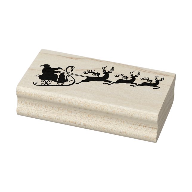 Santa Claus mit seinem Schlitten und Rentier Gummistempel (Stempel)