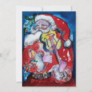 SANTA CLAUS MIT VIOLIN, CHRISTMAS PARTY EINLADUNG