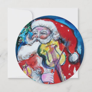 SANTA CLAUS MIT VIOLIN - CHRISTMAS PARTY Gold Einladung