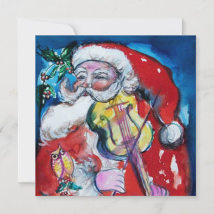 SANTA CLAUS MIT VIOLIN - CHRISTMAS PARTY Silber Einladung