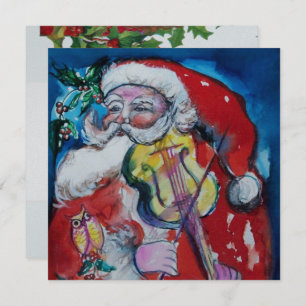 SANTA CLAUS MIT VIOLIN - CHRISTMAS PARTY Silber Einladung