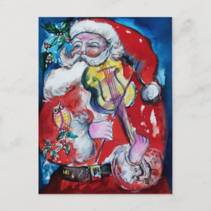 SANTA CLAUS MIT VIOLIN FEIERTAGSPOSTKARTE