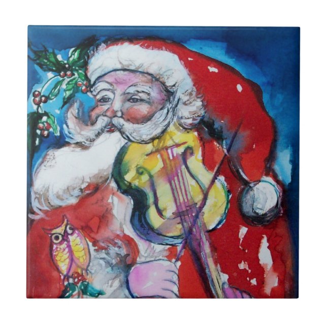SANTA CLAUS MIT VIOLIN FLIESE (Vorderseite)
