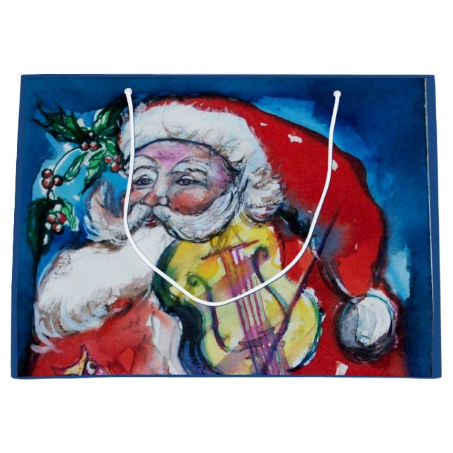 SANTA CLAUS MIT VIOLIN GROßE GESCHENKTÜTE (Vorderseite)
