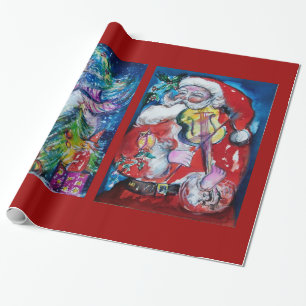 SANTA CLAUS MIT VIOLIN/SNOWMAN UND XMAS TREM GESCHENKPAPIER