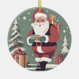 Santa Claus Mitte des Jahrhunderts Keramik Ornament