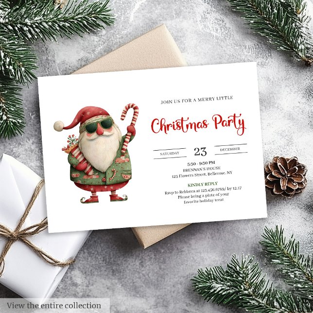 Santa Claus modern watercolor holiday invite card Einladung (Santa Claus modern watercolor holiday invite card)