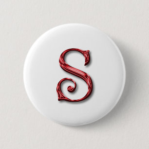 Santa Claus Monogram Letter S Holidays Weihnachten Button