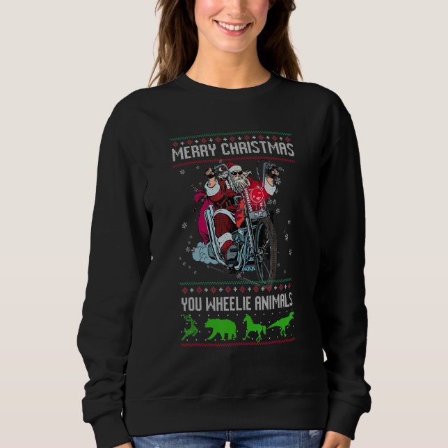 Santa Claus Motorcycle Merry Christmas Biker Rider Sweatshirt (Vorderseite)