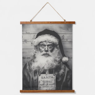 Santa Claus-Mugshot: Die unartige Liste ging schie Wandteppich Mit Holzrahmen