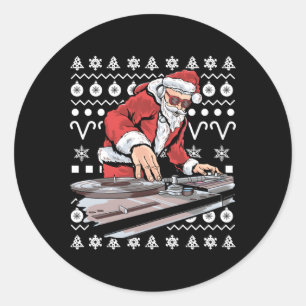 Santa Claus Music Dj Tacky Ugly Runder Aufkleber