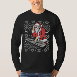 Santa Claus Music DJ Ugly Christmas Tacky Xmas T-Shirt