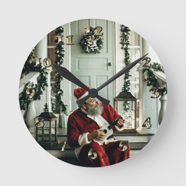 Santa Claus Musik Runde Wanduhr (Vorderseite)