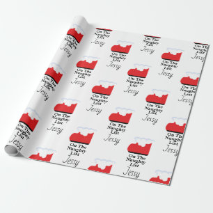 Santa Claus Naughty List Sock Weihnachtsgeschenk Geschenkpapier