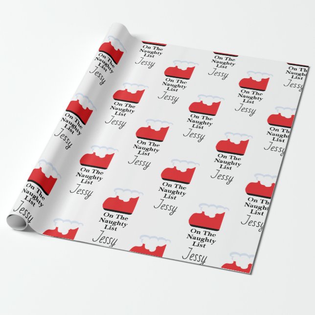 Santa Claus Naughty List Sock Weihnachtsgeschenk Geschenkpapier (Ungerollt)