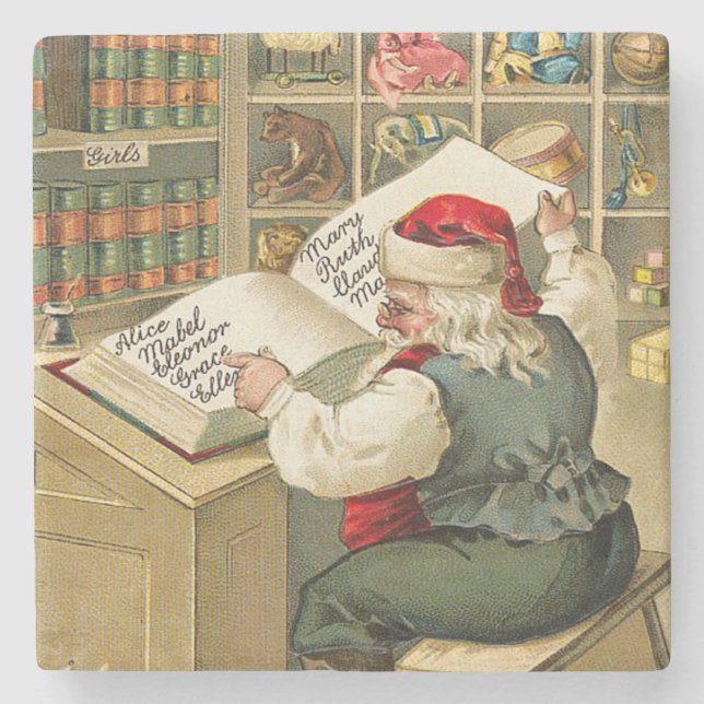 Santa Claus Naughty Nice List Weihnachten Steinuntersetzer (Vorderseite)