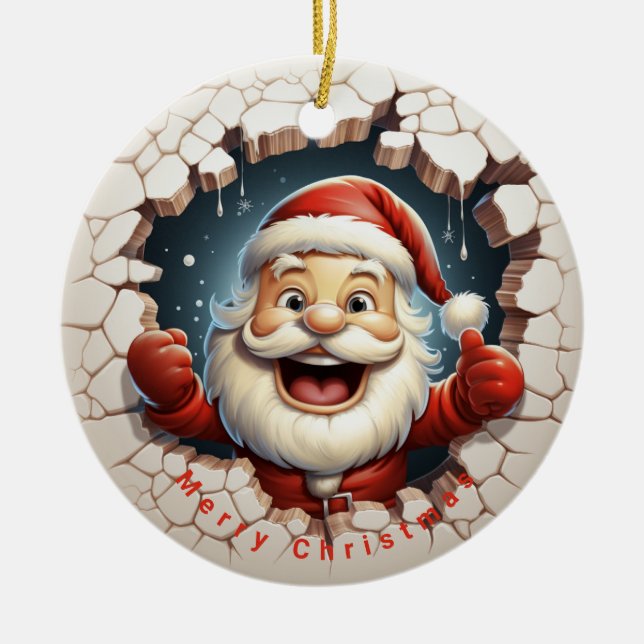Santa Claus Naughty oder Nizza Weihnachten Keramik Ornament (Vorne)