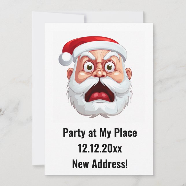 Santa Claus New Address Christmas Party Einladung (Vorderseite)