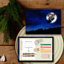 Santa Claus Night Sky Christmas Ticket Gift Coupon