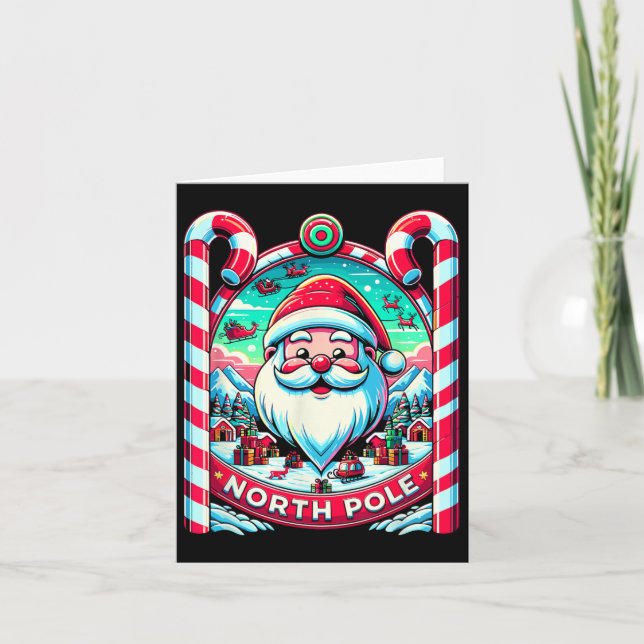 Santa Claus North Pole Frohe Weihnachtsfest Xma Karte (Vorderseite)