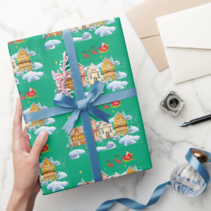 Santa Claus North Pole Weihnachtsdorf Geschenkpapier