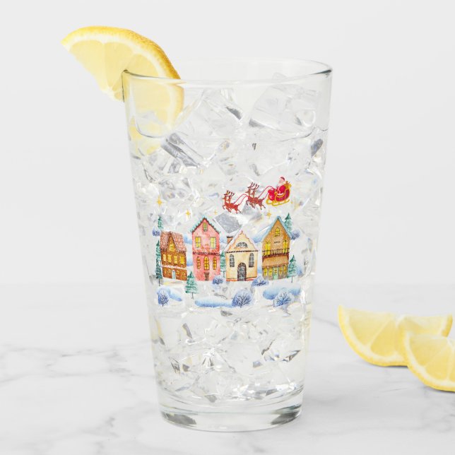 Santa Claus North Pole Weihnachtsdorf Glas (Vorderseite Ice)