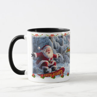 Santa Claus on a Snowboard on a Ceramic Coffee  Tasse
