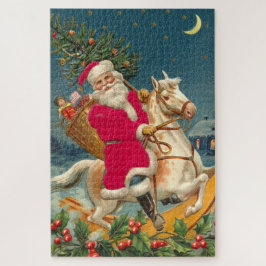 Santa Claus on a wooden horse Puzzle