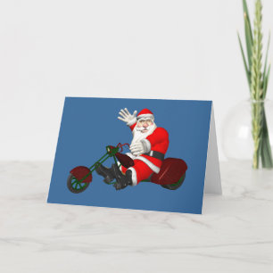 Santa Claus On Motor Trike Feiertagskarte