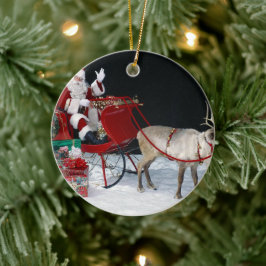 Santa Claus on sleigh with presents Keramik Ornament