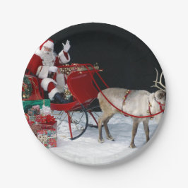 Santa Claus on sleigh with presents Pappteller