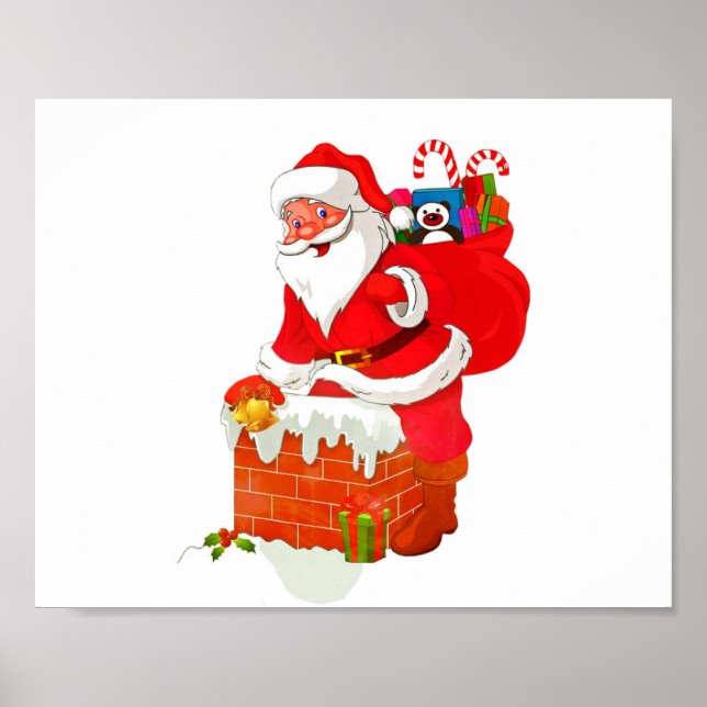 Santa Claus on the roof cartoon Poster (Vorne)