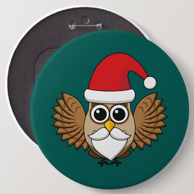 Santa Claus Owl Button (Vorne & Hinten)