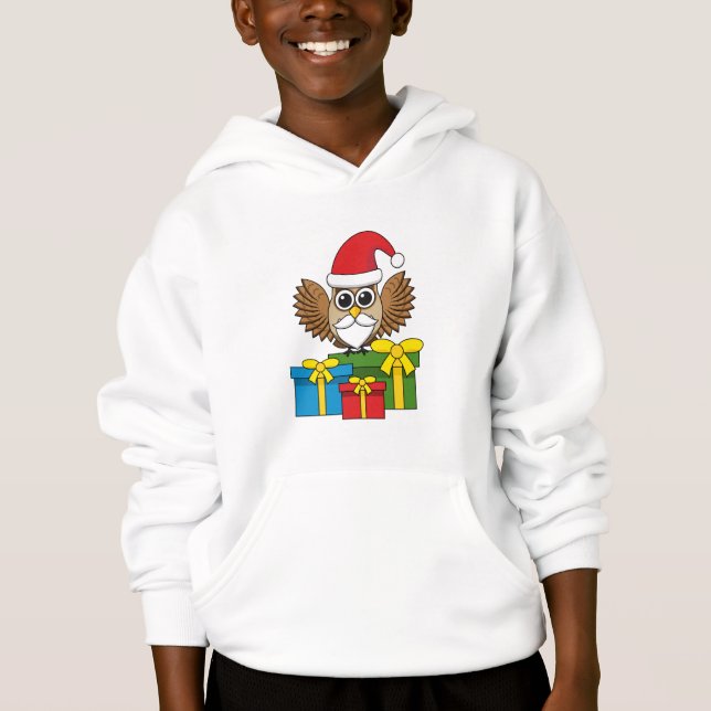 Santa Claus Owl mit Geschenken Hoodie (Vorderseite)