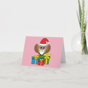 Santa Claus Owl mit Geschenken Karte