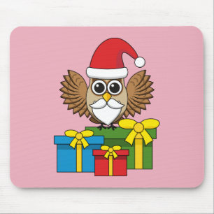 Santa Claus Owl mit Geschenken Mousepad