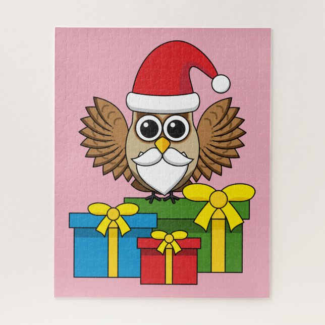 Santa Claus Owl mit Geschenken Puzzle (Vertikal)