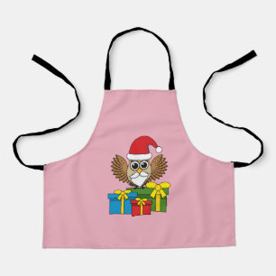 Santa Claus Owl mit Geschenken Schürze