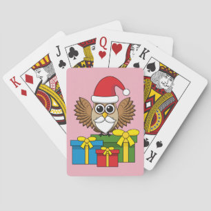Santa Claus Owl mit Geschenken Spielkarten