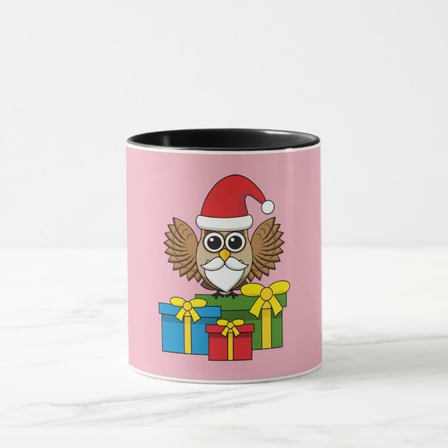 Santa Claus Owl mit Geschenken Tasse (Zentrum)