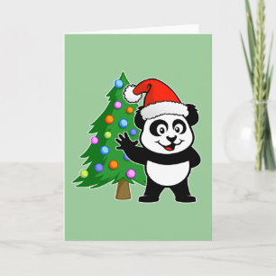 Santa Claus Panda Feiertagskarte