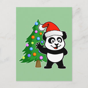 Santa Claus Panda Feiertagspostkarte