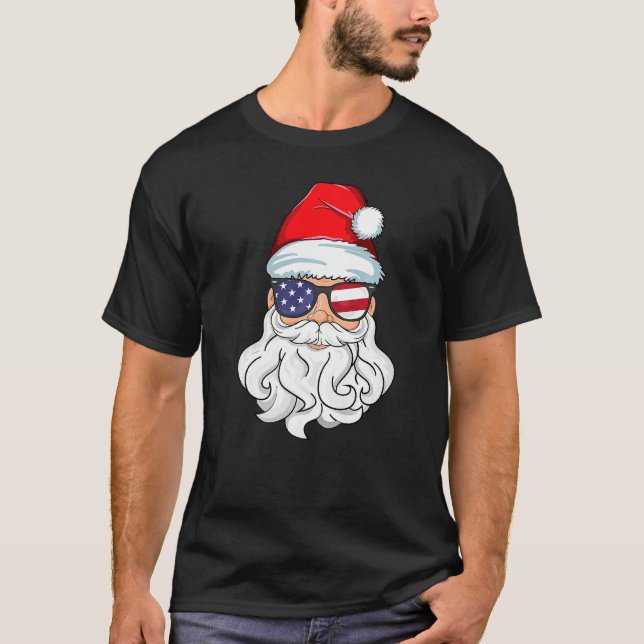 Santa Claus Patriotic Usa Sonnenbrille Kids Christ T-Shirt (Vorderseite)