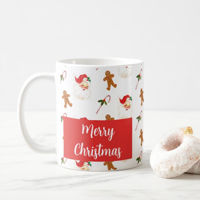 Santa Claus Pattern Frohe Weihnachten Kaffeetasse (Mit Donut)