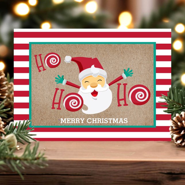 Santa Claus Peppermint Personalisiert Weihnachten Postkarte (Von Creator hochgeladen)