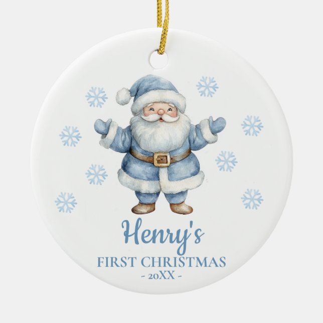 Santa Claus Personalized Baby's First Christmas Keramik Ornament (Vorne)