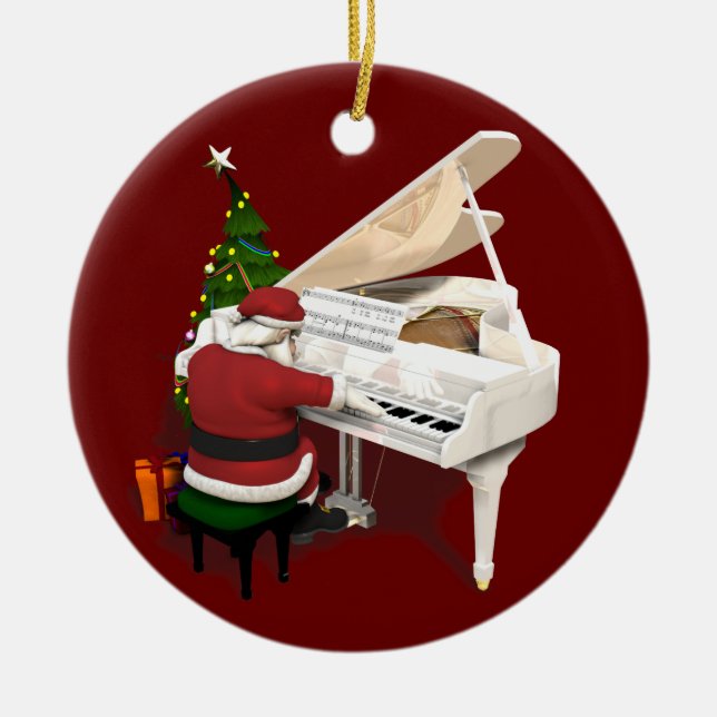 Santa Claus Pianist Keramikornament (Vorne)
